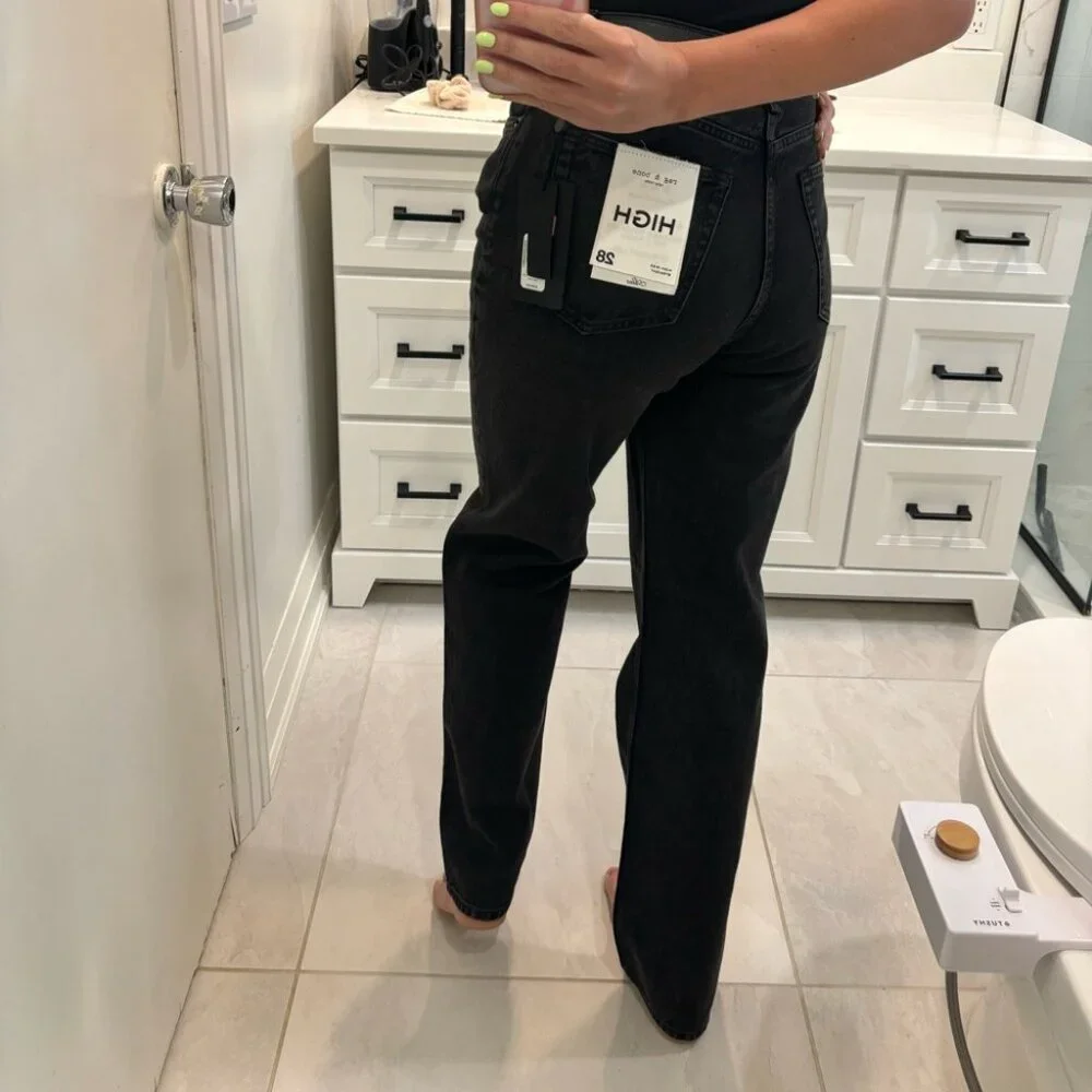 Rag & Bone Black Alex High-Rise Straight Jeans NWT - Picture 7 of 13